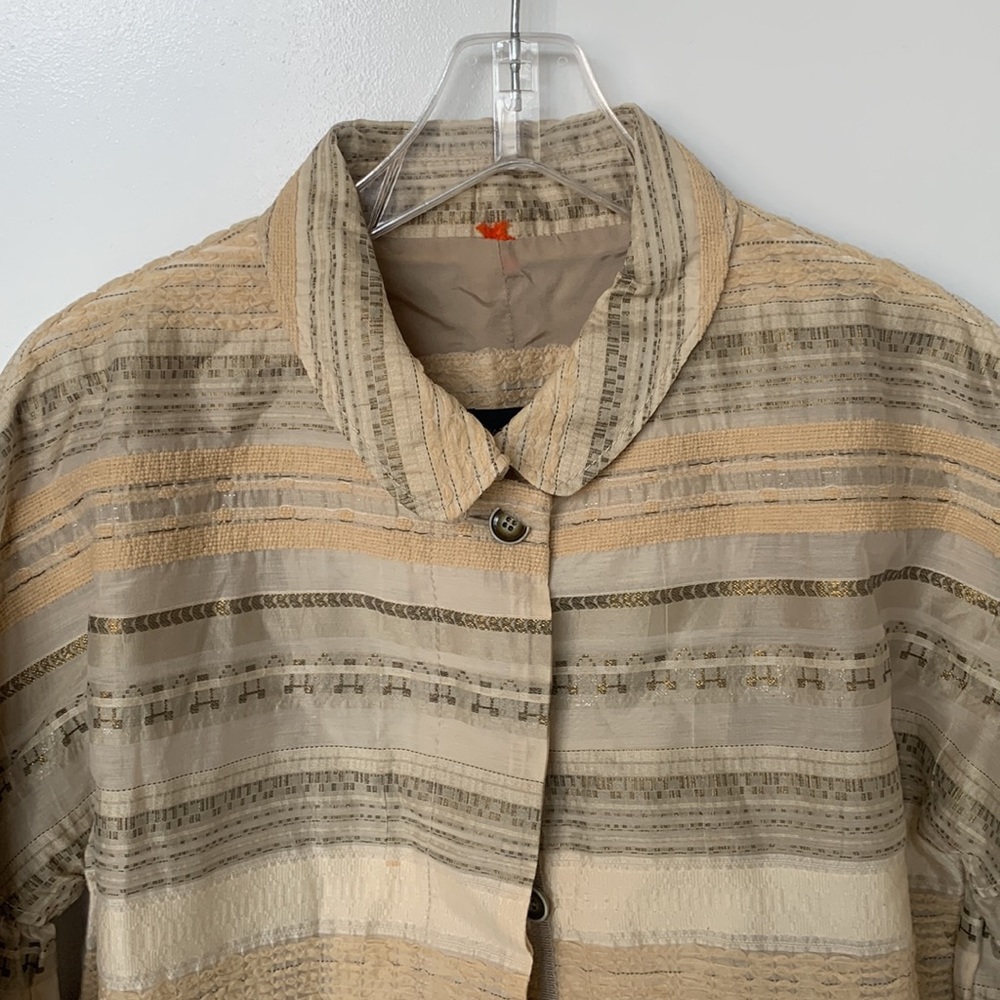 PIAZZA SEMPIONE Vintage Textured White, Beige, Gray, Gold Jacket - Size Medium - Picture 2 of 16